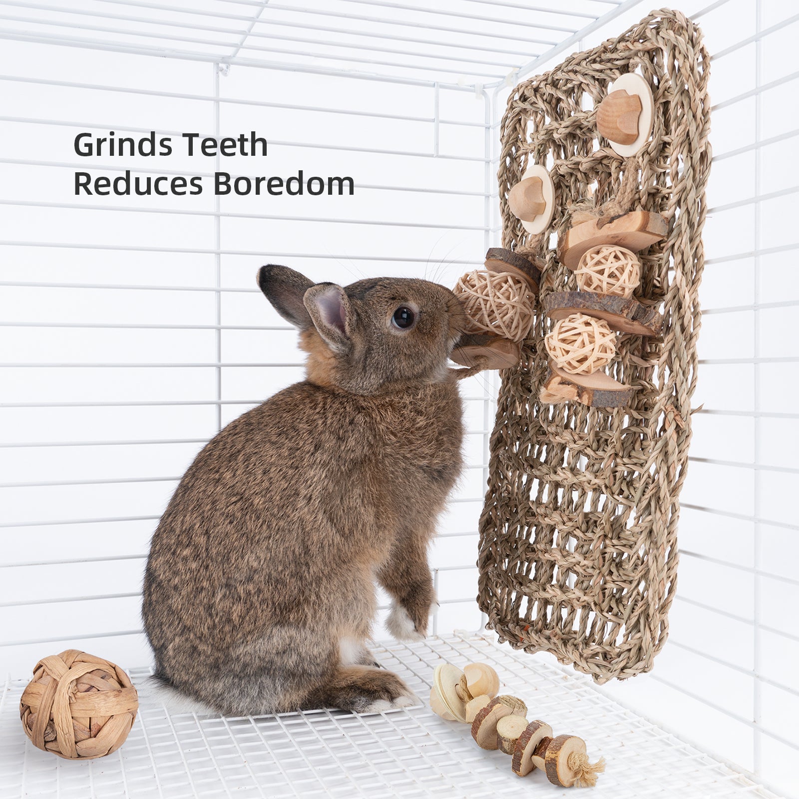 Niteangel艾特 兔子龍貓荷蘭豬籠內防護草墊蘋果木安全啃咬玩具
